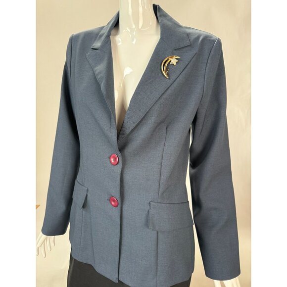 Vintage Gold-Tone Crescent Moon & Star Brooch With Rhinestones & Black Enamel - Picture 3 of 16